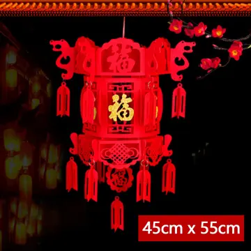 Whaline 36 Pieces Chinese New Year Decorations Chinese Knot Pendant Red Hanging Ornaments,Lucky Fu Pendants for New Year Home of