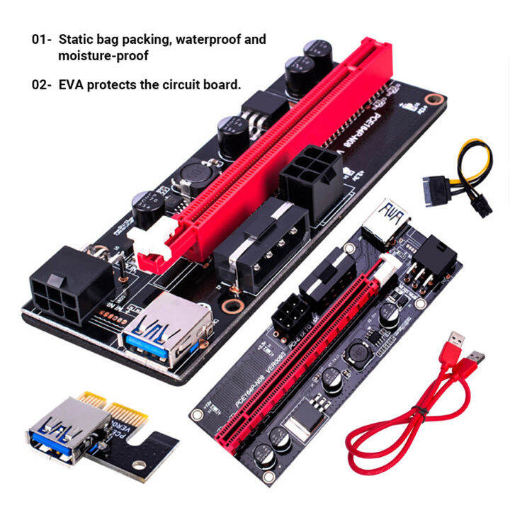 PCI Express Riser Card USB 3.0 Cable PCI-E 1X to 16X Adapter for GPU ...