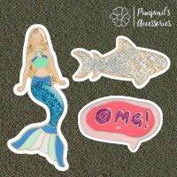 ʕ •ᴥ•ʔ ✿ พร้อมส่ง : เข็มกลัดเซ็ทนางเหงือกและปลาฉลาม | Mermaid And Shark Enamel Brooch Pin Set.