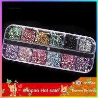 BRO1200x Bling 2mm Mixed Color Nail Art Tips Acrylic Manicure Nail Stickers + Case