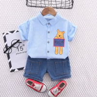 IENENS Summer Causal Clothes Sets Boy Short Sleeves Cartoon Shirt + Shorts Suits Baby Costume Kids School Clothing