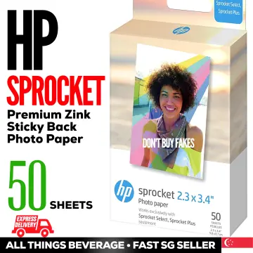  HP Sprocket 2.3 x 3.4 Premium Zink Sticky Back Photo Paper (20  Sheets) Compatible with HP Sprocket Select and Plus Printers. : Office  Products