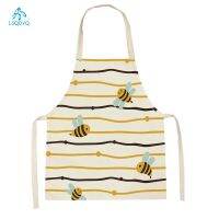 Bee Pattern Linen Sleeveless Kitchen Aprons Adult Kids Home Cooking Baking Accessories Cleaning Supplies Sleeveless Pinafore Aprons