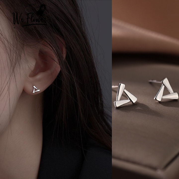 1 Pair 925 Sterling Silver Small Triangle Earrings for Women Geometric Hoop  Earrings Hypoallergenic Earrings for Women Girls