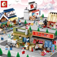 SEMBO วิวถนนบล็อกตัวต่อญี่ปุ่นวิวถนนปู Doro Pancakeชุดร้านค้า3D DIY ชุดของเล่น601069-74 Legoe