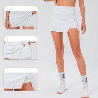 Fashion Fake Two-Piece Skirts Womens Solid Color Active Performance Split Skort Running Tennis Golf Sports Mini Skirt