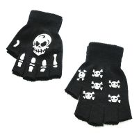 full hand gloves Glowing skull pattern for Halloween  ถุงมือครึ่งนิ้ว ถุงมือกะโหลกเรืองแสงสําหรับวันฮาโลวีน จำนวน 1 คู่