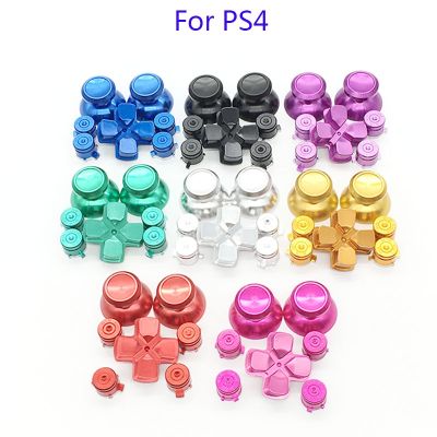 For Dualshock 4 PS4 Pro Slim Controller Red Metal Analog Sticks Aluminum Dpad Action Buttons For Playstation 4 Gamepad Adhesives Tape