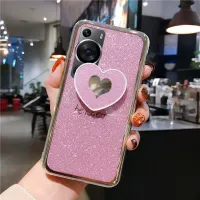 เคสมือถือสำหรับ Huawei P60 Pro ฝาหลังรักวงเล็บซิลิโคนนิ่มจะรักกับผู้ถือยืนป้องกันฤดูใบไม้ร่วงสำหรับเคสใส่โทรศัพท์ Huawei P60