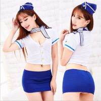 Deep V-buttocks sexy stewardess dress short sleeved hooded sexy lingerie set 1264 VHPZ