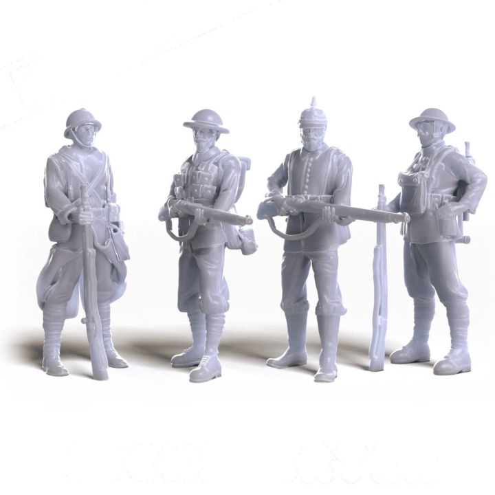 โมเดลทหาร-figures-war-1915-ww1-soldiers-french-uk-us-german-russian-scale-1-25-1-35-1-64