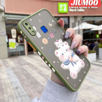 JIUMOO เคสสำหรับ VIVO Y91เคส Y95 Y91i ลายการ์ตูนหมีมีน้ำค้างแข็งโปร่งใสบางขอบสี่เหลี่ยมแข็งกันกระแทกปลอกซิลิโคนคลุมทั้งหมดเคสป้องกัน Softcase