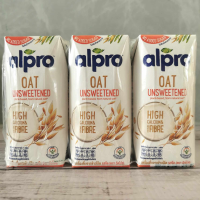 Alpro Oat Milk - Unsweetened อัลโปร เครื่องดื่มจากข้าวโอ๊ต รสจืด 180 มล. แพ็ค 3 กล่อง