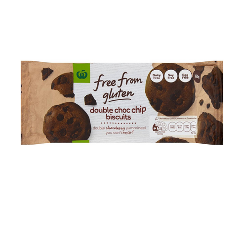 Woolworths Free From Gluten Double Choc Chip 160g คุกกี้ บิสกิต ขนม ขนม