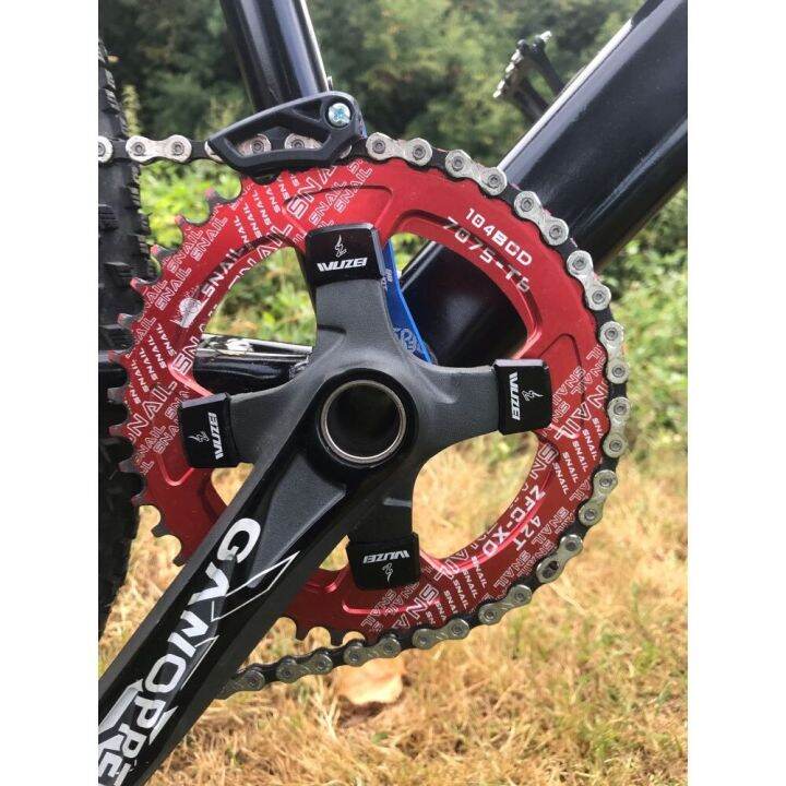 snail-ใบจานเดี่ยวจักรยาน-104bcd-ขนาด-40-42-44-46-ฟัน-mtb-mountain-bike-chainwheel-สีดำ
