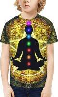 Kids T-Shirt Short Sleeve Yoga Meditation Chakra Universe Boys Girls Tee Shirts Tops