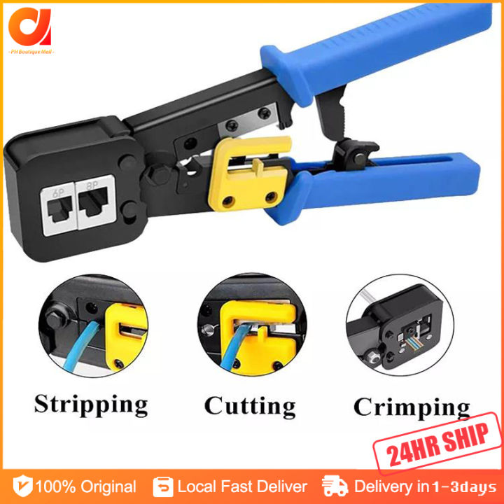 RJ45 Crimper, Crimping Tool for Passthrough/ Passthru Connector Network ...