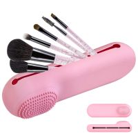 Silicone Makeup Brush Makeup Brushes Not Included Silicone Makeup Brush Container For Travel Blue Travel Case Cosmetic Brush Organizer Makeup Brush Storage Bag