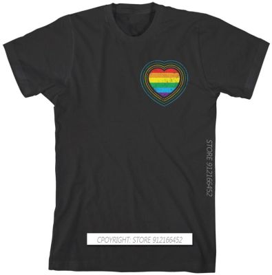 Vintage Design MenS Gay Pride Rainbow Heart T-Shirts Lesbian Lgbt Cool Pride T Shirt Men Unisex New Fashion Tshirt