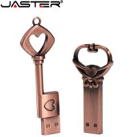 JASTER copper love heart shaped key usb flash drive pendrive pen drive 4gb 8gb 16gb 32gb metal keys memory Stick wedding gift