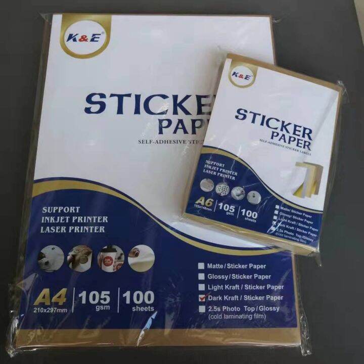 (BUY1GET1-A6)Printable Adhesive A4 sticker paper/KRAFT 100SHEETS LABELS ...