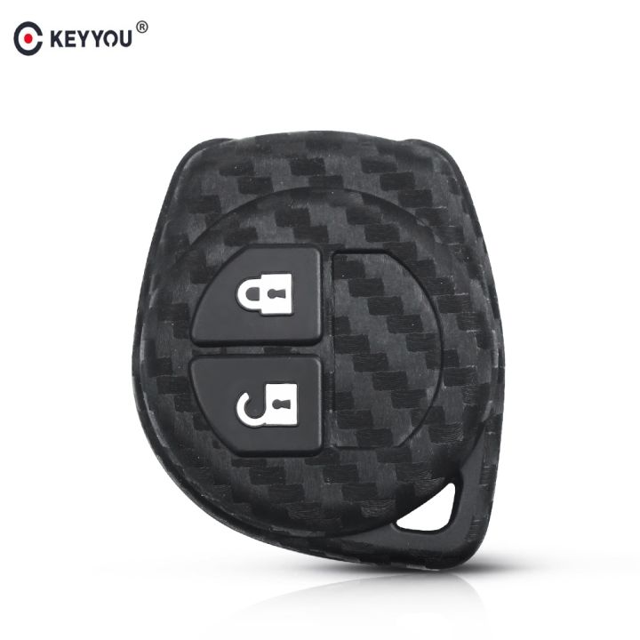 npuh-keyyou-carbon-fiber-silicone-rubber-fob-case-2-buttons-car-remote-key-keychain-cover-for-suzuki-sx4-swift-vitara-key-accessories