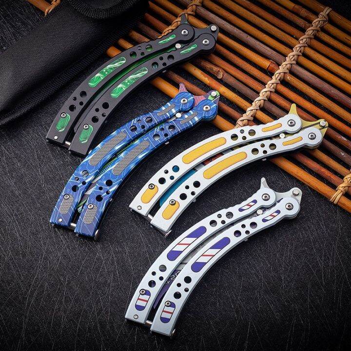 balisong-มีดควง-มีดบาลิซอง-มีดซ้อม-ไร้คม-สำหรับฝึกควง-skeleton-imp-พร้อมซอง