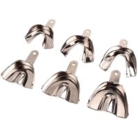 6PCS Autoclavable Dental Full Stainless Steel Impression Trays Non-Perforated
