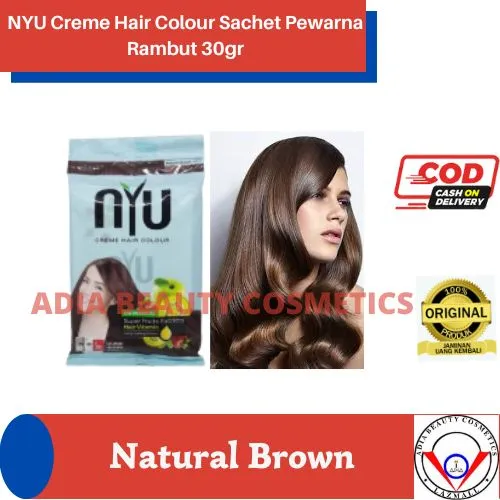 Nyu Creme Hair Colour Sachet Pewarna Rambut 30gr Pewarna Rambut Permanen Halal Cat Rambut Nyu Cat