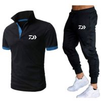 เสื้อยืด2ชุด Mannen Daiwa Vissen กางเกงขาสั้น Zomer Polo Korte Mouwen Broek Dunne Broek Sportkleding เสื้อบาสเก็ตบอลผู้ชาย