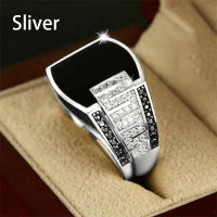 0duw Men Exquisite Natural Gemstone Gold Accessories Jewelry Ring Black Diamond Party Classic Birthday Gift Wedding