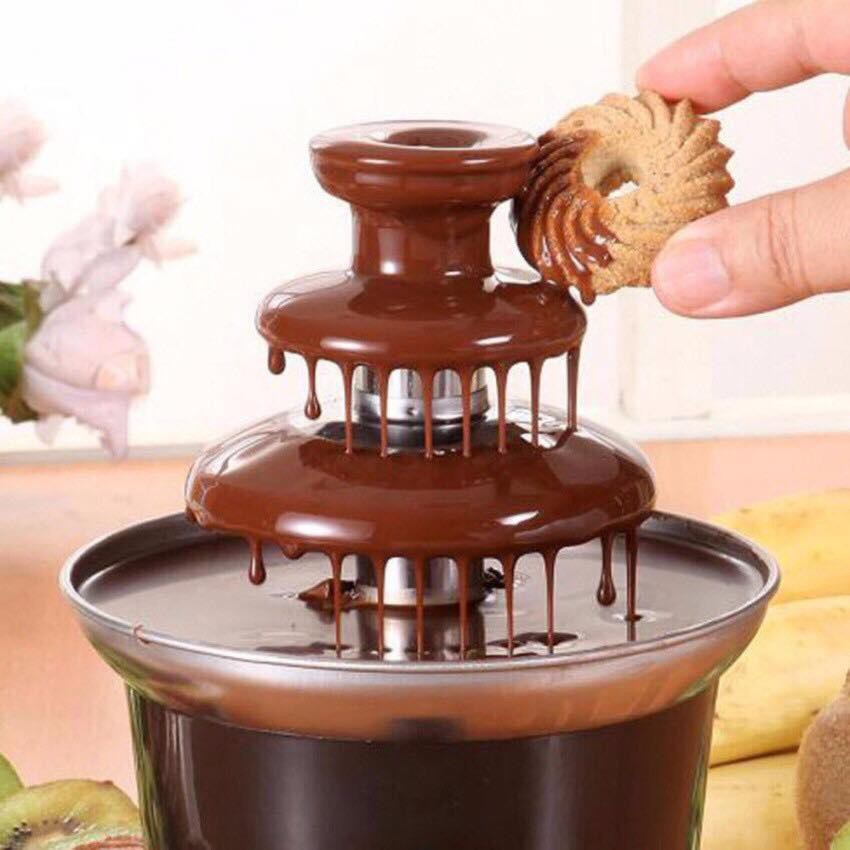 Stainless Steel Electric Chocolate Fondue Fountain Machine Choco Melts Dipping Warmer Machine 4-Pound Capacity for Chocolate Candy Butter Cheese 4-Tier 