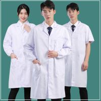 ☽⊙ Doctor overalls white coat long-sleeved male and female medical laboratory clothing college students chemical isolation clothing nurse short-sleeved