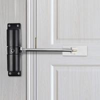 Door Closer Household Black Belt Wheel Adjustable Automatic Door Closing Light Zinc Alloy Spring Door Closer