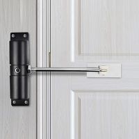 Door Closer Household Black Belt Wheel Adjustable Automatic Door Closing Light Zinc Alloy Spring Door Closer