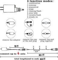 100ไฟ LED เชือก33FT เชื่อมต่อไฟสตริงที่มี8โหมดแสง,ตกแต่งฮาโลวีนสำหรับพรรคเทศกาลซัพพลาย