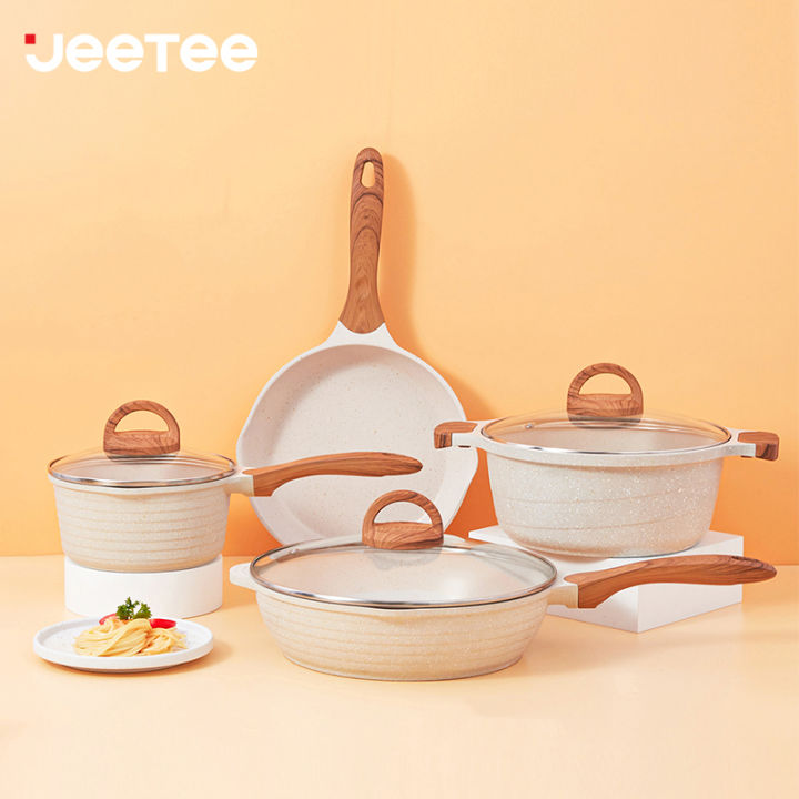 JEETEE Nonstick Sauce Pan with Lid Granite Stone