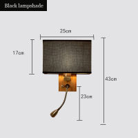 Chinese corridor bedside lamp wood Led wall lamp Nordic bedroom cloth fabric reading lighting fixture ho room led wall sconc