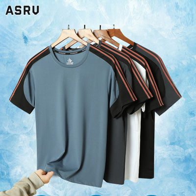 ASRV เสื้อยืดผู้ชาย เสื้อผ้าผู้ชาย t shirt for men ใหม่เสื้อยืดผู้ชายผ้าไอซ์ซิลค์แขนสั้นเสื้อกีฬาออกกำลังกายระบายอากาศลำลอง