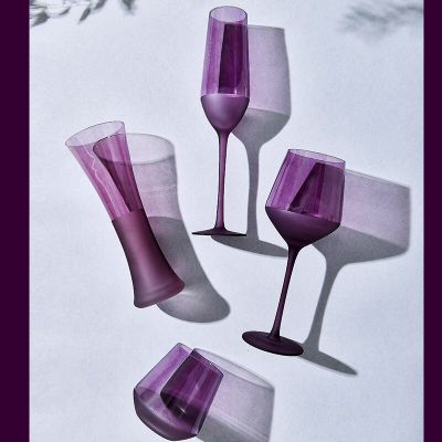 [ใหม่2023] สีม่วงแก้วไวน์ Creative คริสตัลน้ำค้างแชมเปญวิสกี้เบียร์ถ้วยแก้วค็อกเทลแก้วน้ำผลไม้แก้วเครื่องดื่มบาร์
