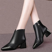 Botas Femininas ผู้หญิงคลาสสิกชี้นิ้วเท้าเข่าที่มีคุณภาพสูงฤดูใบไม้ร่วงและฤดูหนาวสแควร์ส้นรองเท้าเลดี้สบายๆหวานรองเท้า G424