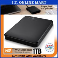 ผลิตภัณฑ์ที่ผ่านการรับรอง WD Western Digital Elements 1TB ฮาร์ดไดรฟ์ภายนอก USB 3.0แบบพกพา (สีดำ) HDD