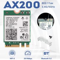 ชุดเดสก์ท็อป AX200NGW M.2 AX200 6 Intel ระบบ Wifi แบบ Dual Band 802.11Ax เสาอากาศตัวรับสัญญาณ Wifi 5.2บลูทูธ