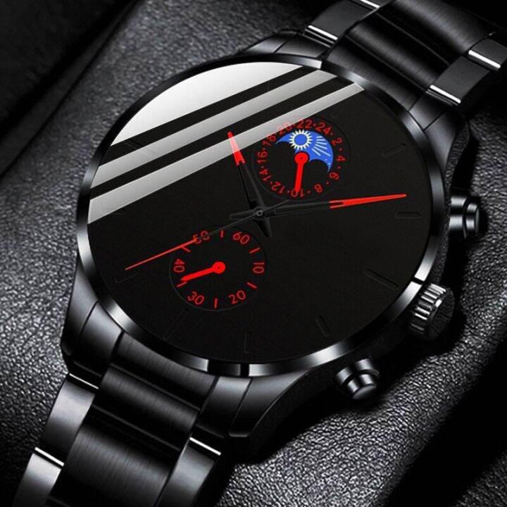 Geneva Men'S Fashion Watches Black Stainless Steel Classic Quartz Wrist  Watch For Men Original Top Brand Luxury Waterproof Watch | Lazada Ph