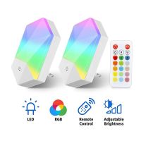 ♗☁┅ 1/2 Pcs RGB Night Light 16 Colors LED Remote Control Dimmable Night Lights EU/US/UK PlugFor Baby Kids Room Bedroom Wall Lamp