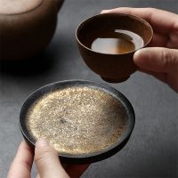 Coarse ceramic creative cup holder Disc insulation pad Kung Fu tea set bottom holder Personalized Retro Tea Ceremony cup holder