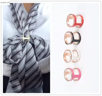 Fashion Rose Gold Plated Trio Scarf Ring Silk Scarf Buckle Clip Slide  Jewelry 
