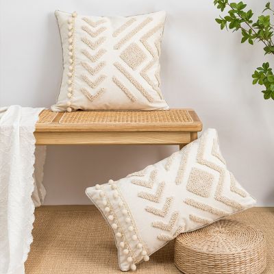 Cute Bird Tufted Cushion Cover Decorative Cotton Embroidery Decorative Pillows for Sofa 30X50CM/45X45CM Living Room Pillowcase