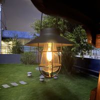 Retro Solar Wrought Iron Lantern Hanging Lamp Tungsten Lamp Garden Terrace Outdoor Decoration Waterproof Light