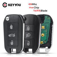 KEYYOU รถกุญแจรีโมทคอนลสำหรับเปอโยต์208 2008 301 308 3008 408 508ซีตรอง C3 ID46 PCF7941 434เมกะเฮิร์ตซ์ HU83 VA2พลิกที่สำคัญ